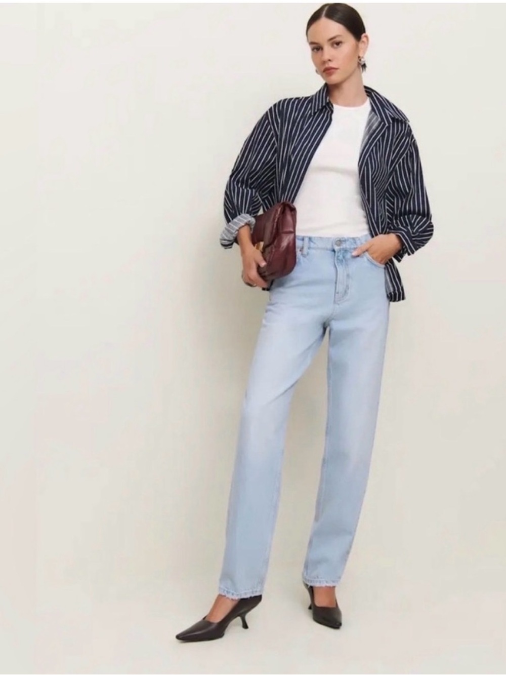 NWT Reformation Bobbi Boyfriend Jeans - Light Blue - Picture 1 of 6